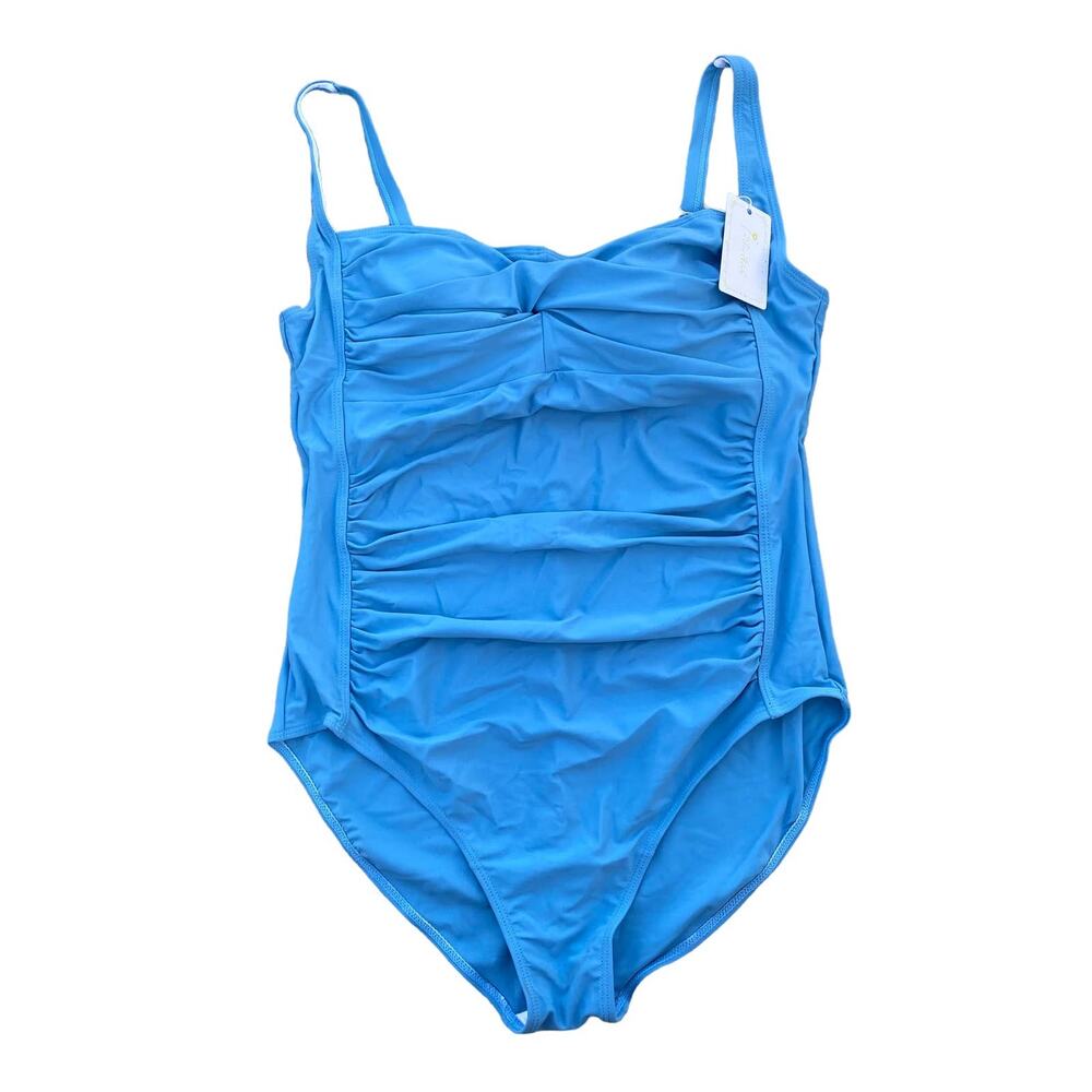 New Miss Adola Blue Padded Ruch Adjustable Strap One Piece Swimwear Swimsuit 14